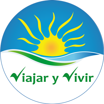 Logo viajar y vivir nuevo con contorno pequeño